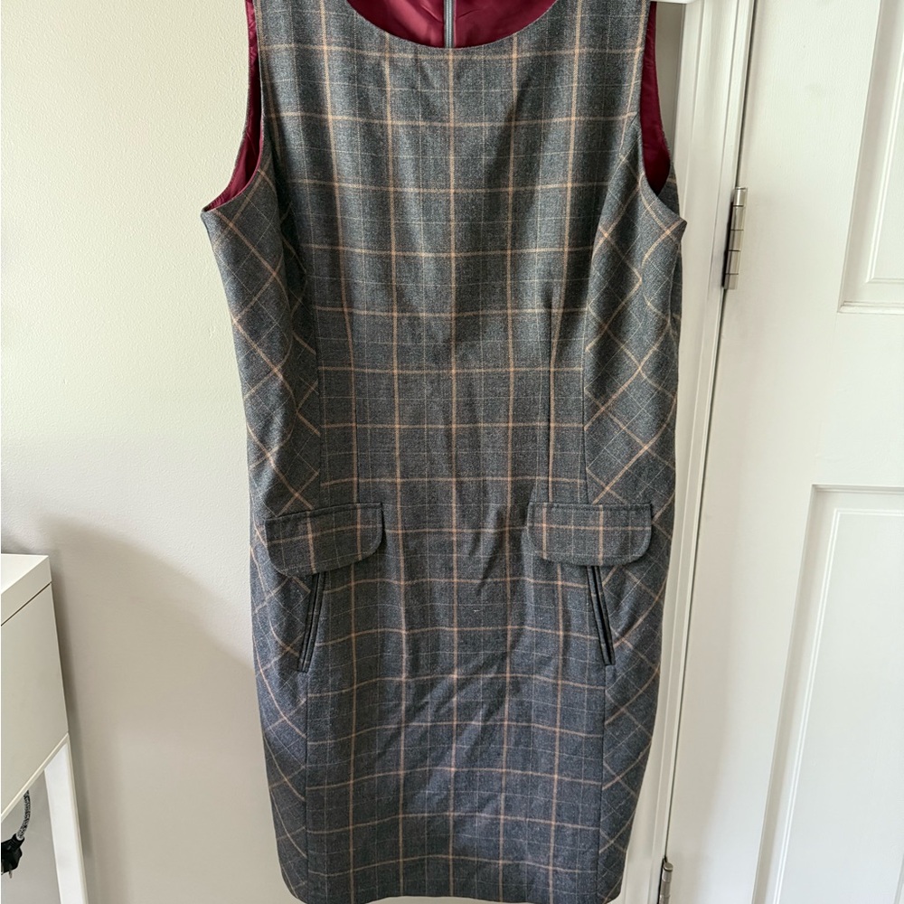 Tommy Hilfiger Gray Plaid Midi Dress